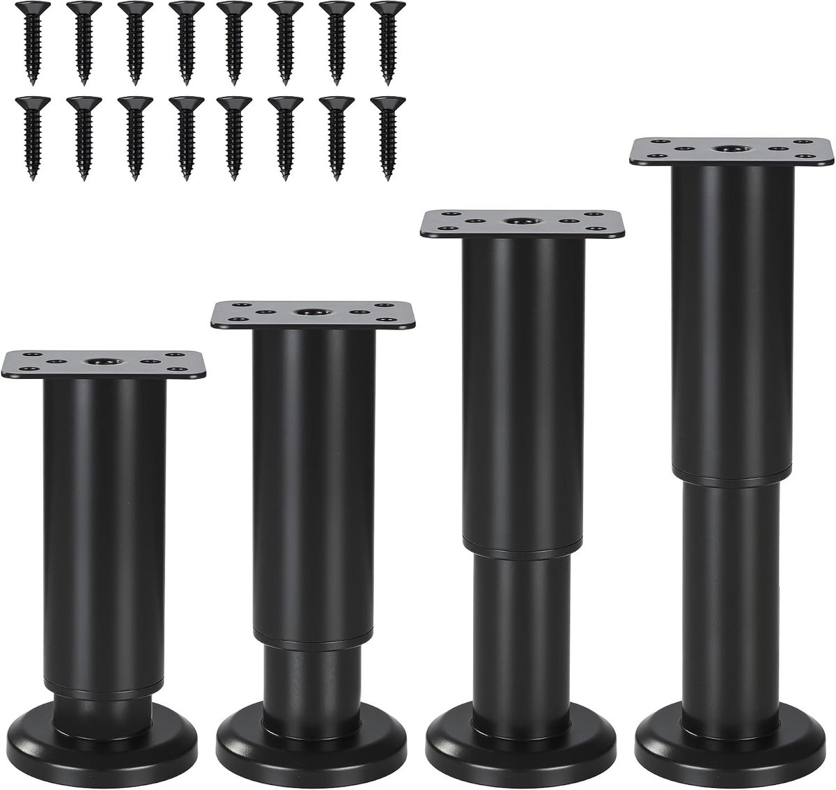 Verstelbare meubelpoot 12-18 cm - zwart metaal - hoogte instelbaar - perfect voor DIY meubels - ShopVlot