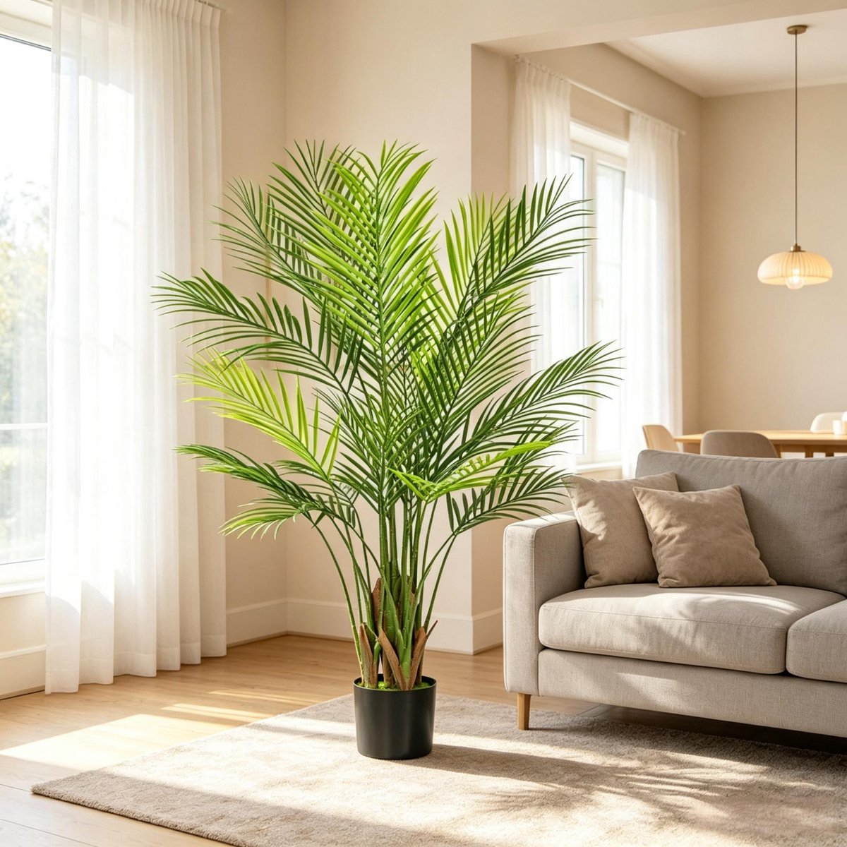 MODENUIT Kunstplant – 120 Cm – Kunststof – Groen – 22 Bladeren – Kunstpalm Voor Woonkamer En Kantoor