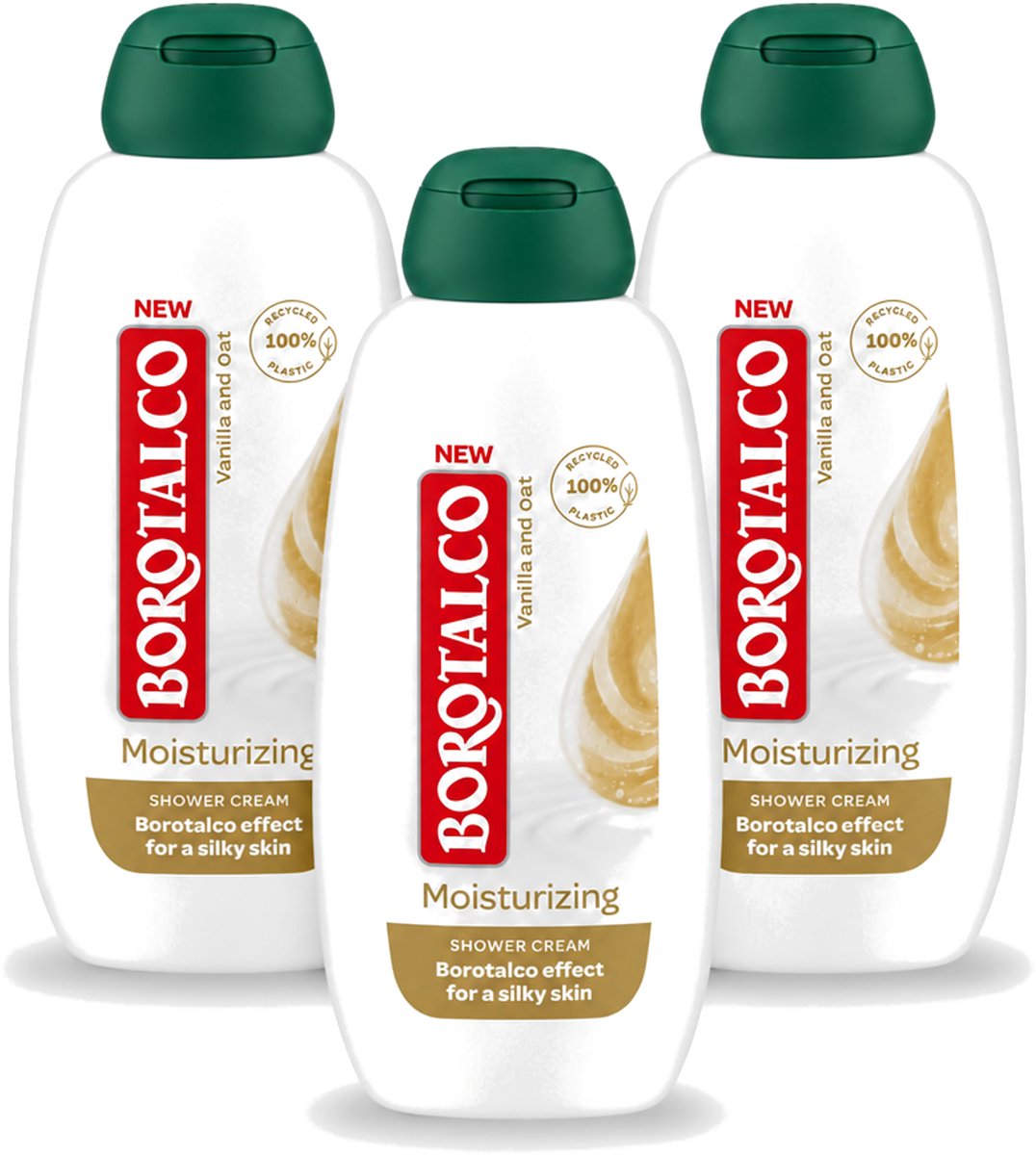 3 x Borotalco - Douchegel - Moisturizing - Vanilla & Oat - 250 ml - Voordeelverpakking - 3 stuks