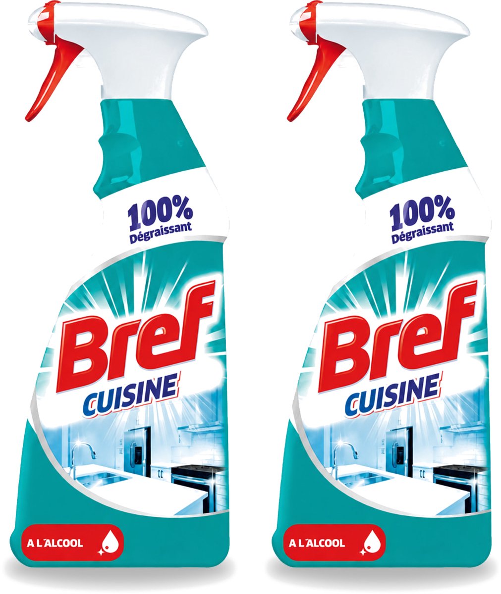 2 x Bref Keuken - Reinigingsspray - Ontvetter - Met Alcohol - 750 ml - Bulkverpakking - 2 stuks