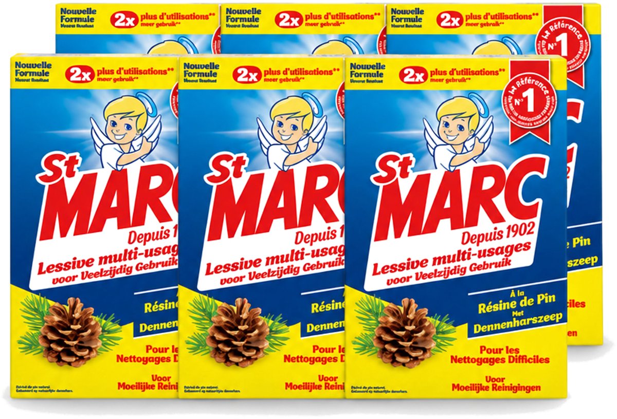 6 x St. Marc – Wasmiddel – Multifunctioneel Dennenhars – 1,4 kg - Voordeelverpakking - 6 stuks