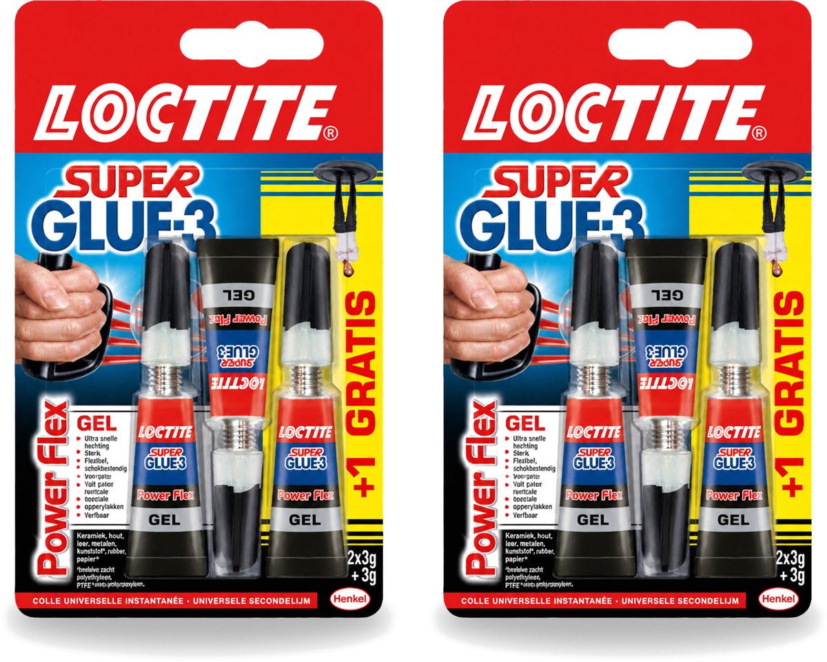 2 x Loctite - Secondelijm - Power Flex - 3 Lijmtubes - Voordeelverpakking - 2 stuks