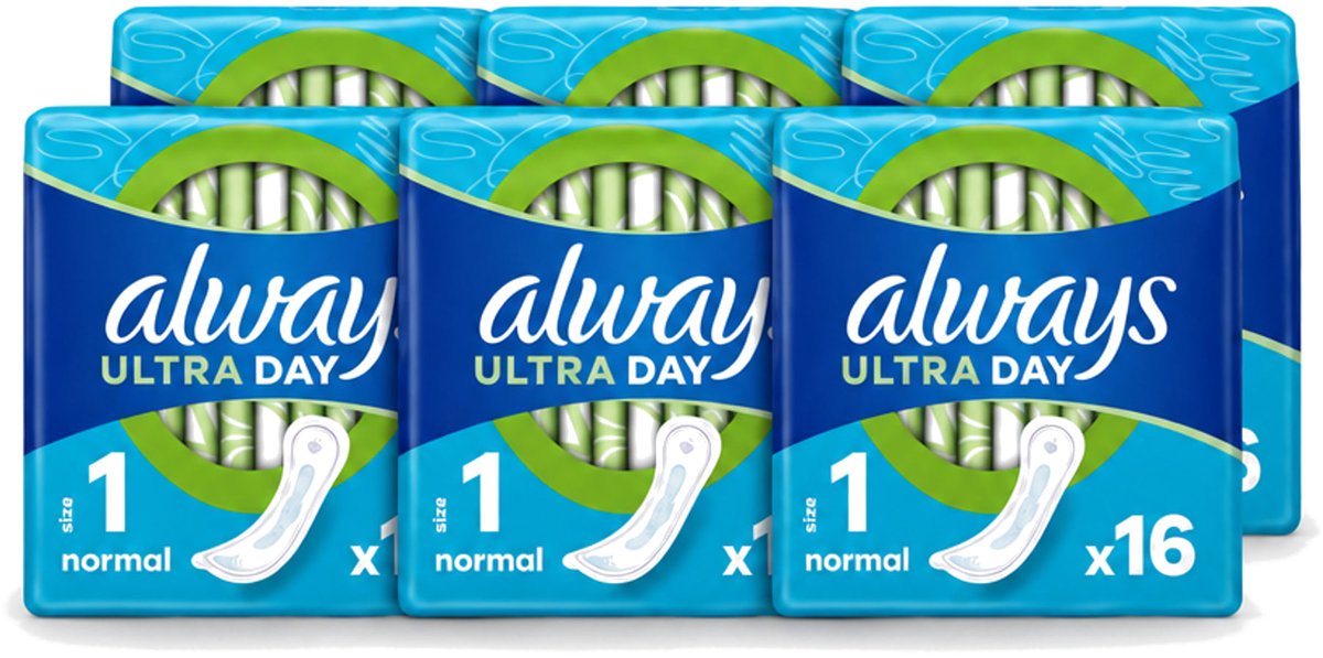 6 x Always – Maandverband – Ultra Normal – 16 Maandverbanden - Voordeelverpakking - 6 stuks