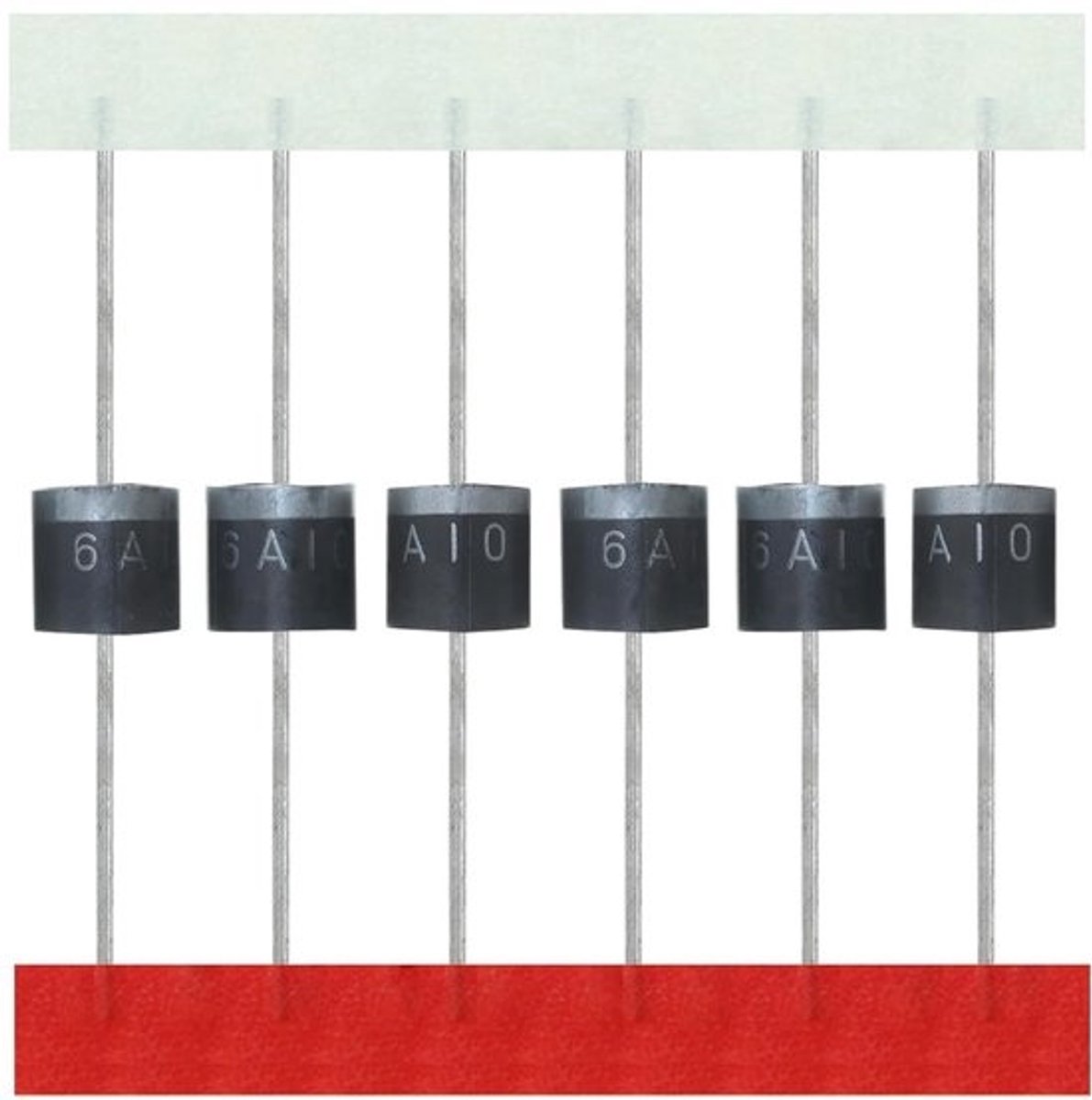 Gelijkrichterdiodes - Elektronische componenten - Voor elektrische experimenten - 1000 volt - 6 ampère