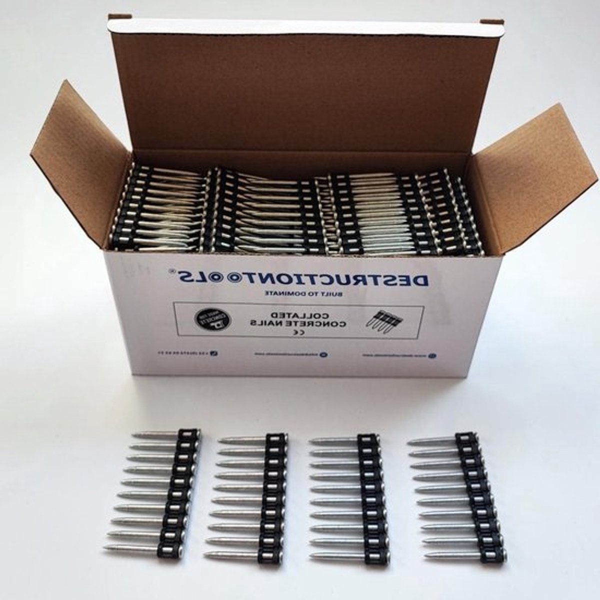 Bevestigingsnagels - Nagels op strip - Voor snelle bevestiging - Gehard staal - 38 mm - Zwart