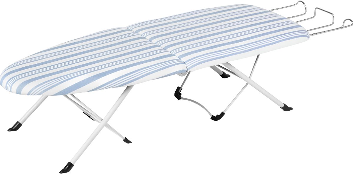 Strijkplank - Inklapbare Strijktafel - Verstelbare Hoogte en Strijkijzerhoud - Wit/Lichtblauw - 82cm x 31cm x 18cm