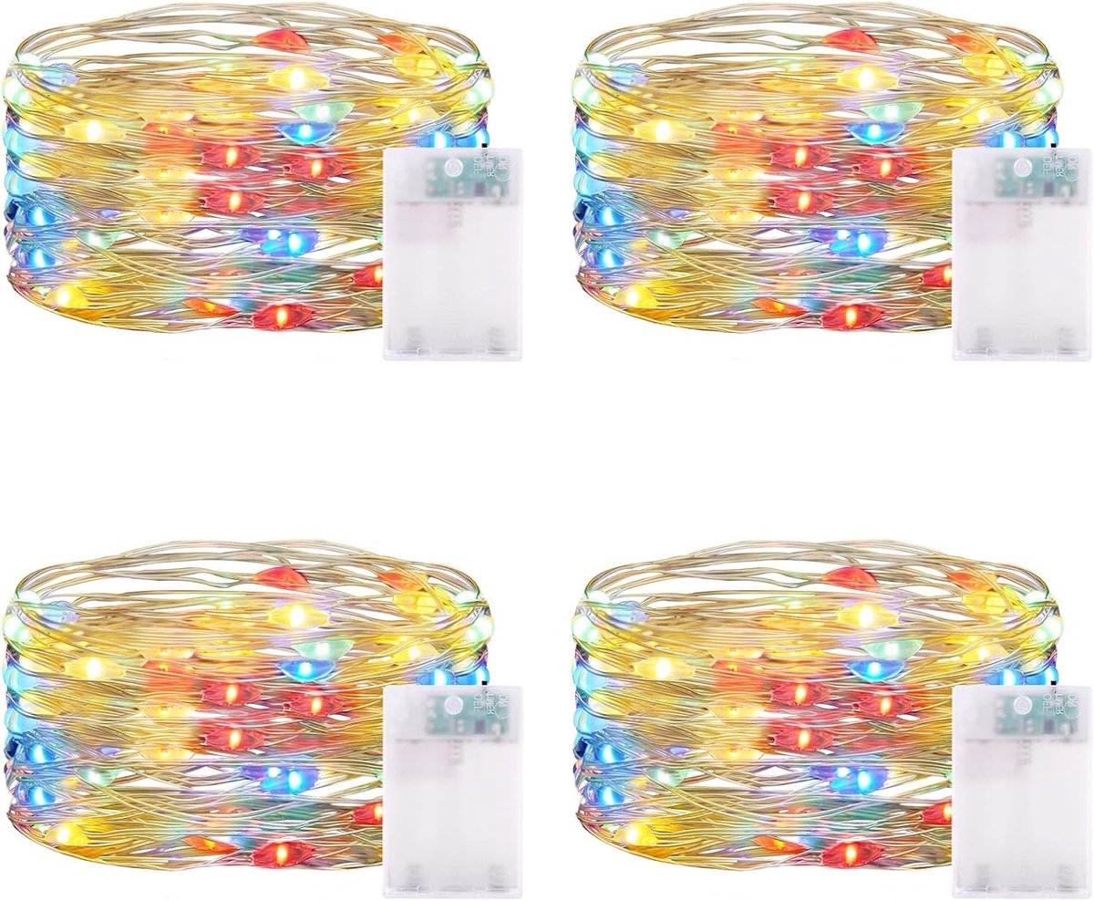 Batterij-aangedreven LED-lichtsnoer - 5 m - 4 Stuks - Waterdicht - Voor Decoratie en Feestelijkheden