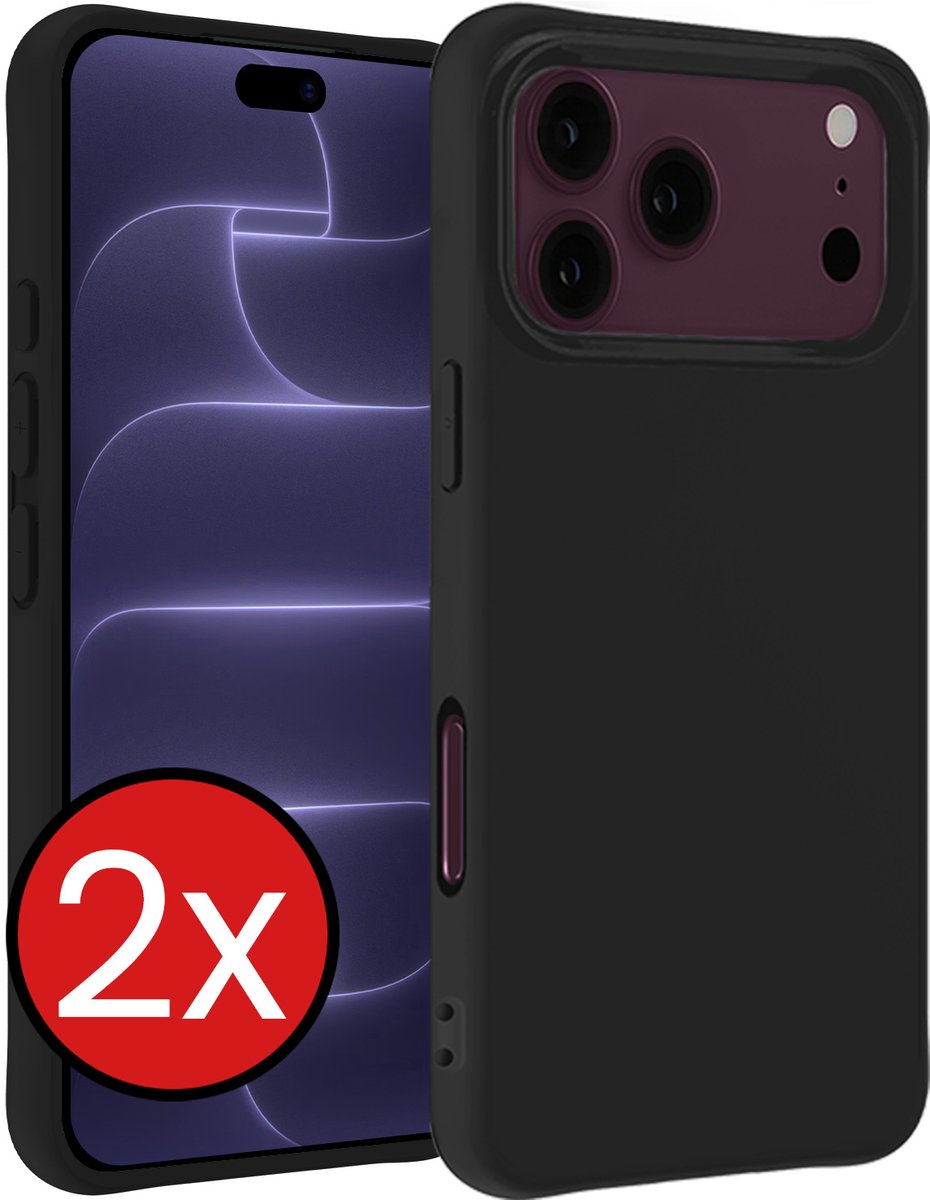 Hoesje - 2 Stuks - Geschikt voor Apple iPhone 18 Pro Max - Sterk & Shockproof - Telefoonhoes - Back Cover - Case Siliconen - Telefoon Hoes - Zwart