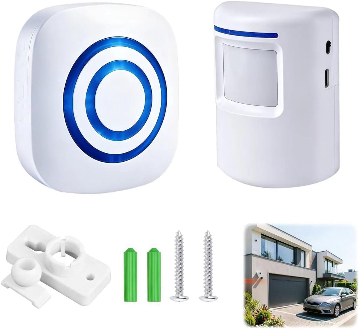 Draadloos doorgangsalarm met 1 elektronische plug-in-ontvanger - ShopVlot