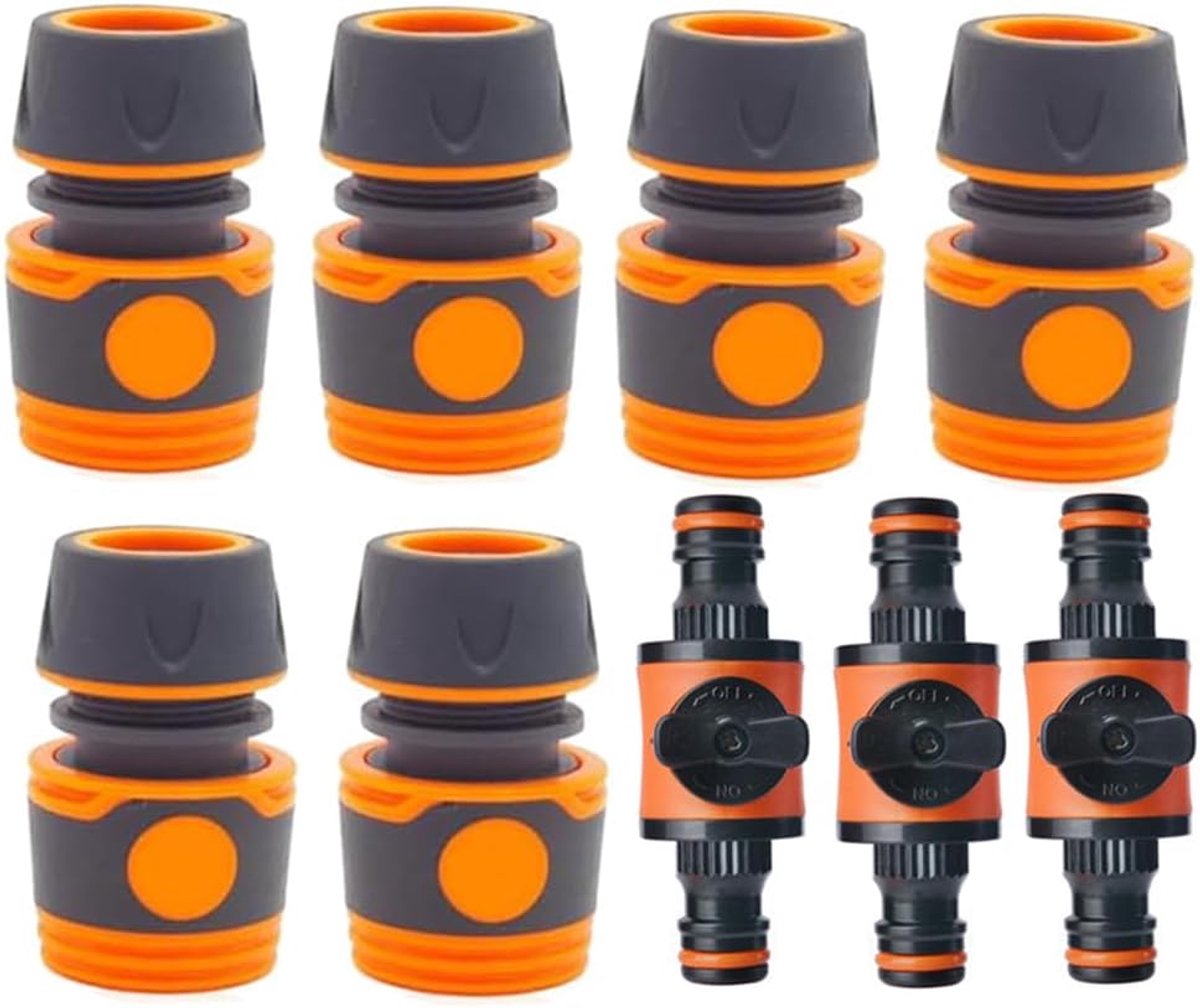 9 Pcs Water Hose Connectors, Garden Hose Connector, 1/2 Inch, Hose Connector, Control Valve, Premium, Quick Coupling - ShopVlot