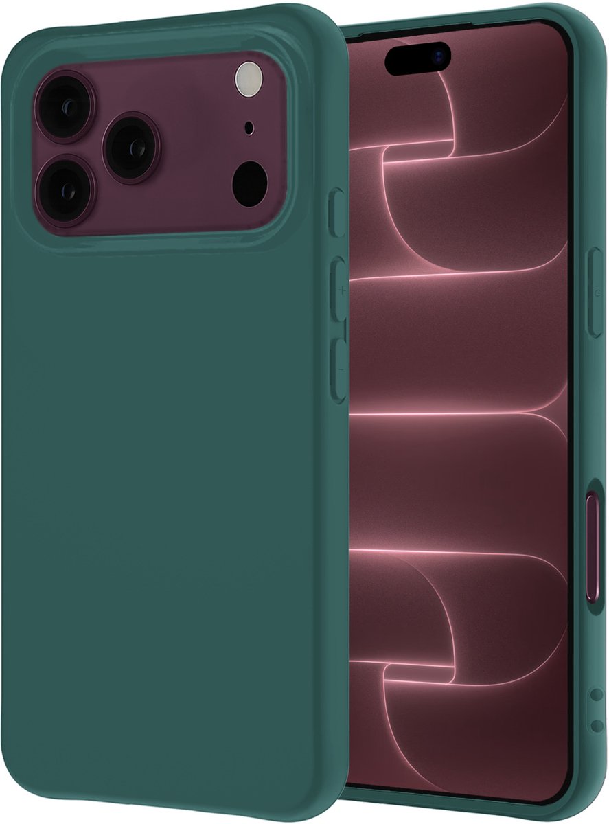 Hoesje - Geschikt voor Apple iPhone 18 Pro - Sterk & Shockproof - Hoes Cover - Siliconen Case - Donkergroen