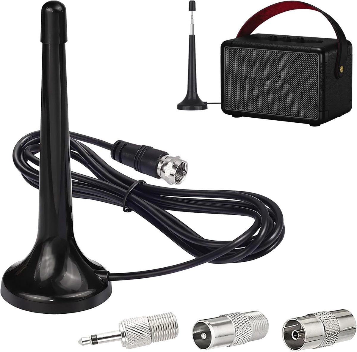 DAB Binnen FM Telescopische Antenne - Magnetische Basis - 75 Ohm - Stabiele Signaalontvangst voor Home Theater - ShopVlot