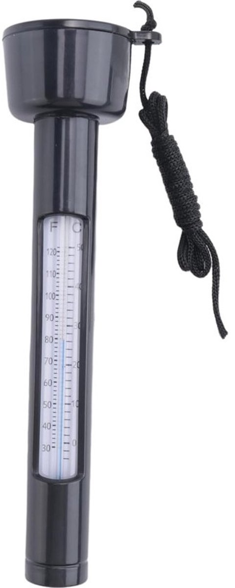 Drijvende Zwembadthermometer - Waterthermometer - Zwembad Temperatuur - Duidelijk Digitaal Display - 20 x 6 x 6 cm - Zwart