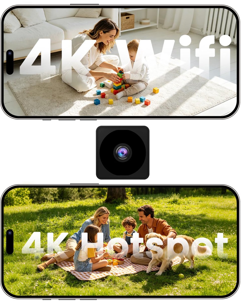 Mini Spy Camera 4K - Ondersteunt WiFi of Geen WiFi - Compact formaat - Voor discreet toezicht - ShopVlot