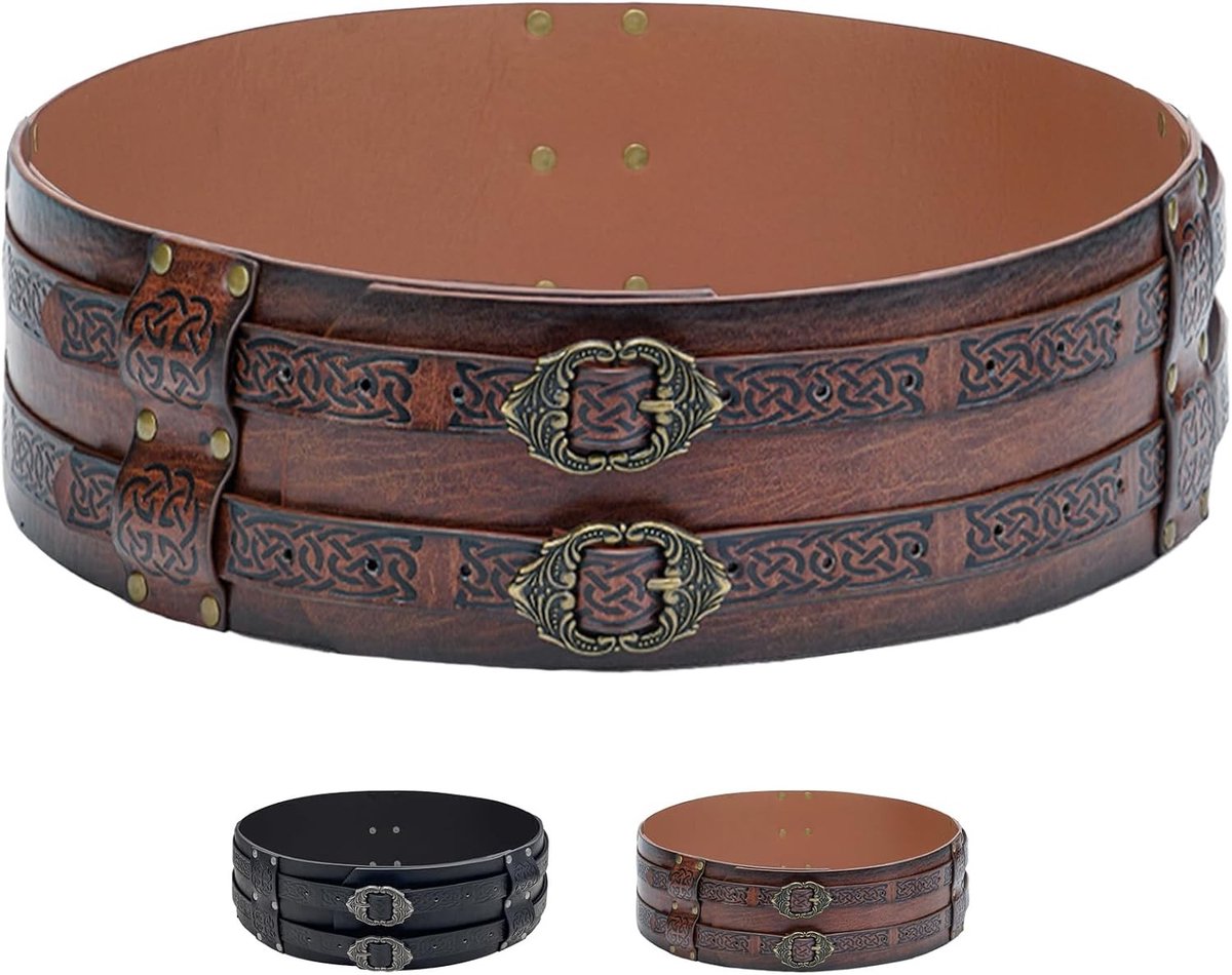 Middeleeuwse Riem voor Viking Kostuum, Brede Tailleband voor Renaissance, Perfect voor Carnaval, Halloween en Cosplay voor Mannen en Vrouwen