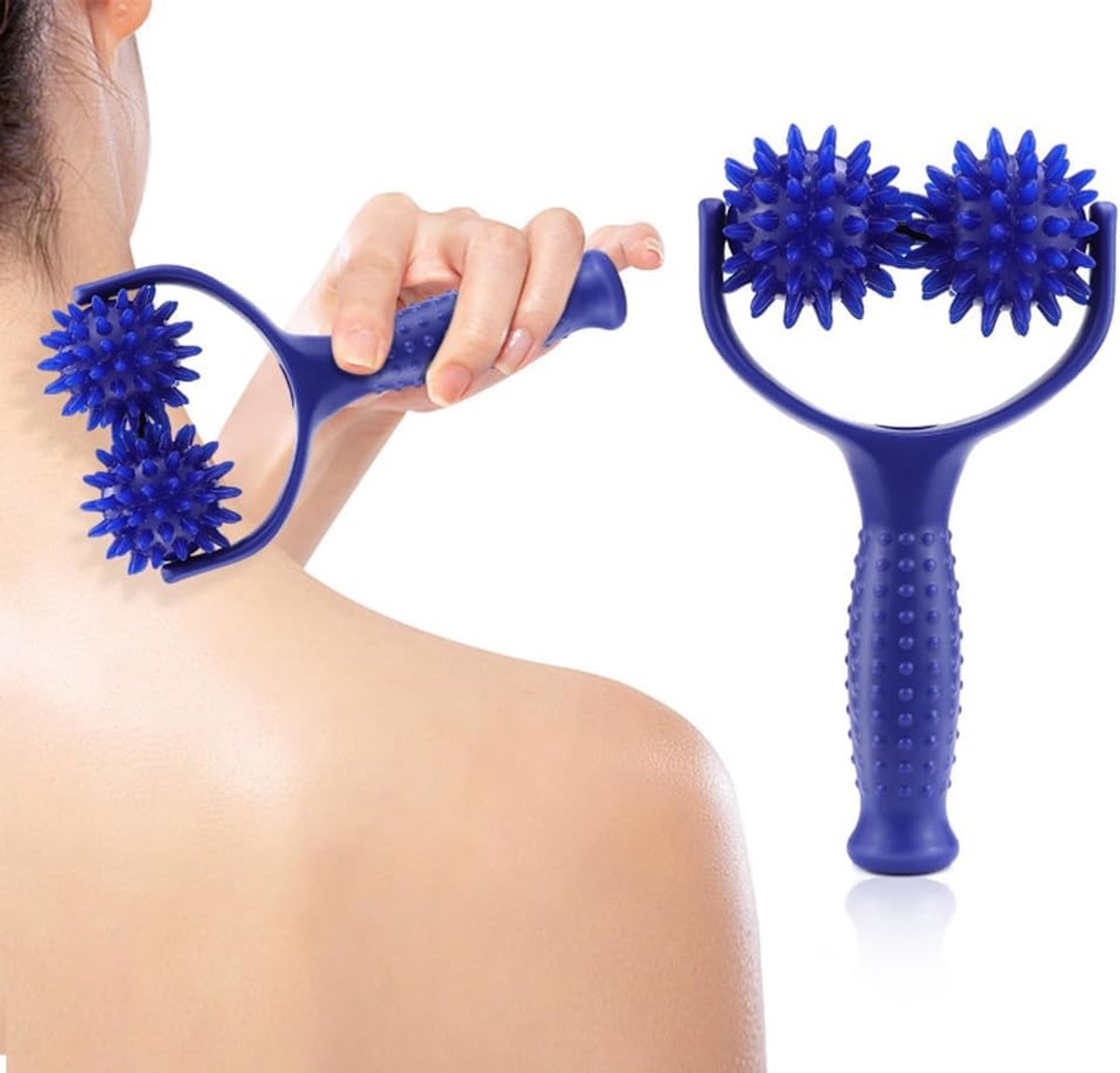 2 Massage Balls, Massage Roller with Handle and Studs, Self Massage Roller Massager Massager Fascia Ball, Massage - ShopVlot