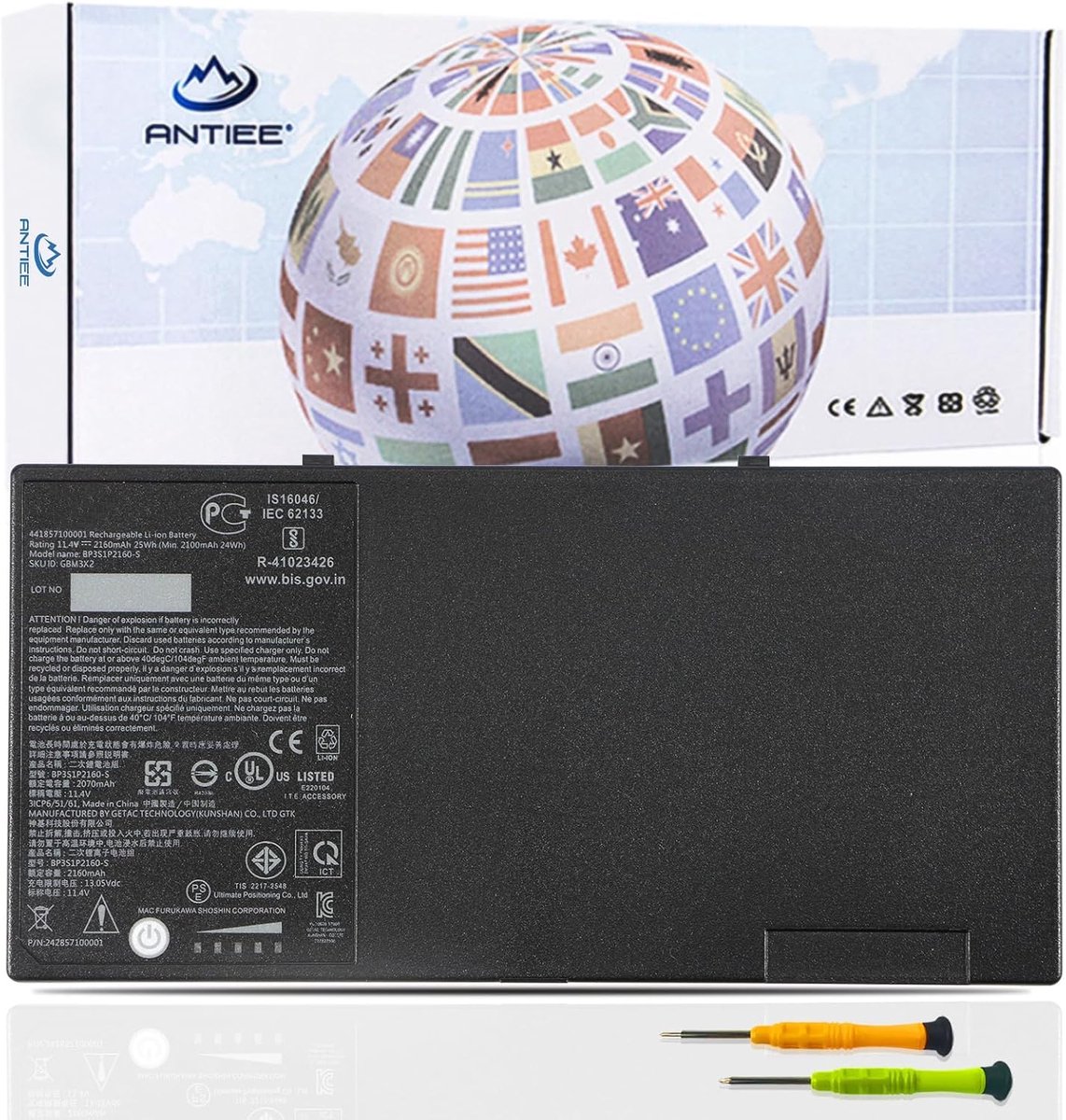 ANTIEE BP3S1P2160-S Tablet Battery for Getac F110 F110-EX G1 G2 G3 G4 G5 ATEX 11.6 inch Full Rugged LTE Windows Tablet - ShopVlot