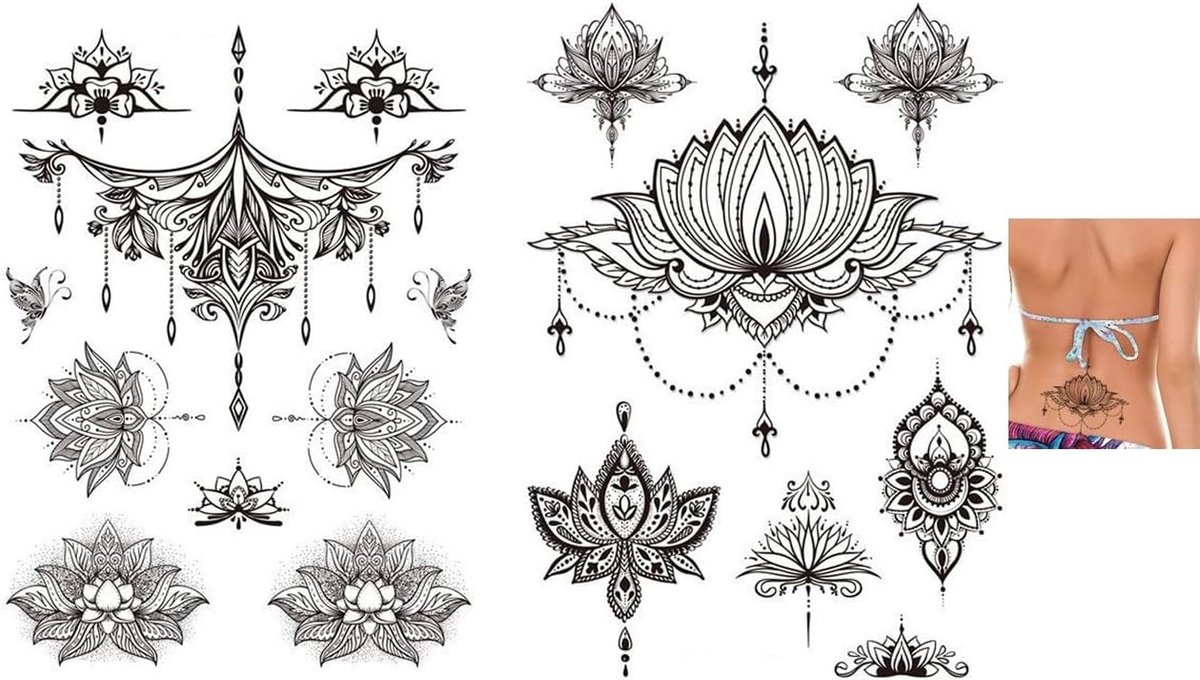 Tijdelijke lotusbloemen tattoo underboob tattoo mandala tattoo tattoo tattoo nep tattoo LC106 108