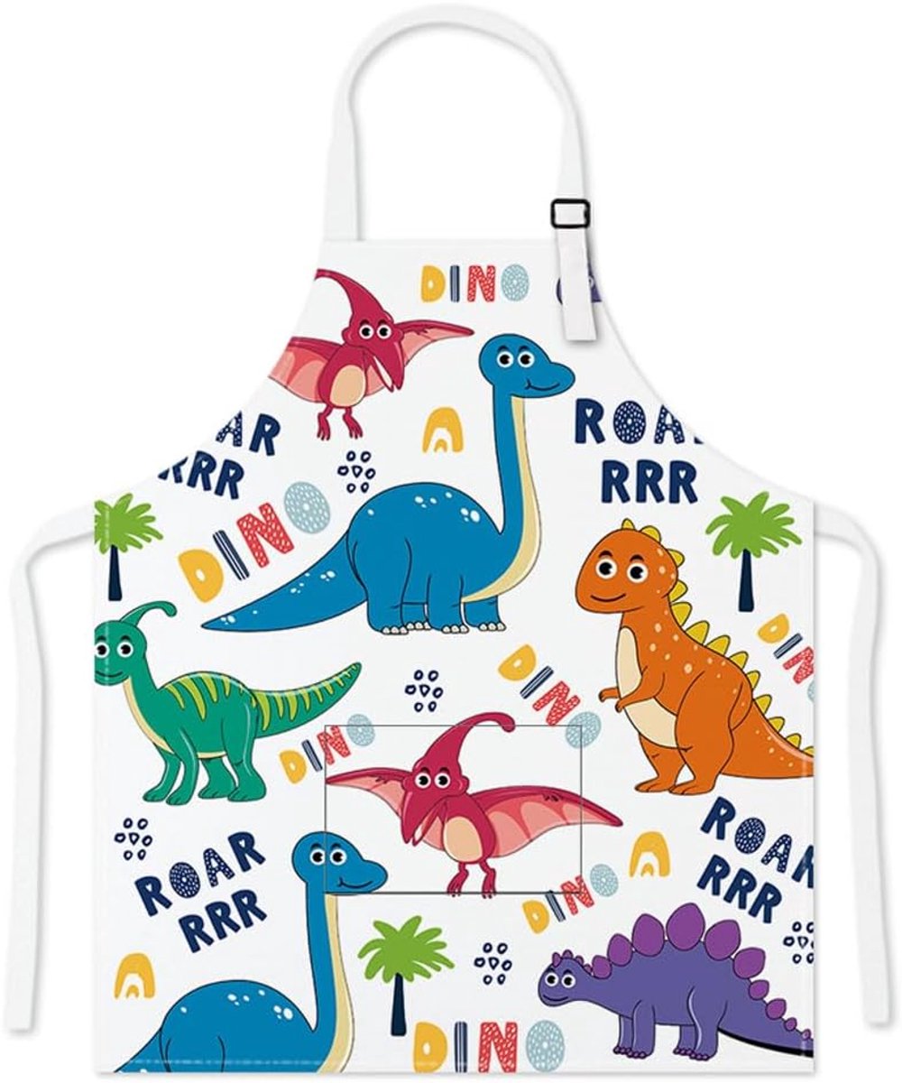 Kids Apron with Pocket, Adjustable Toddler Apron for Cooking, Baking, Painting, - ShopVlot
