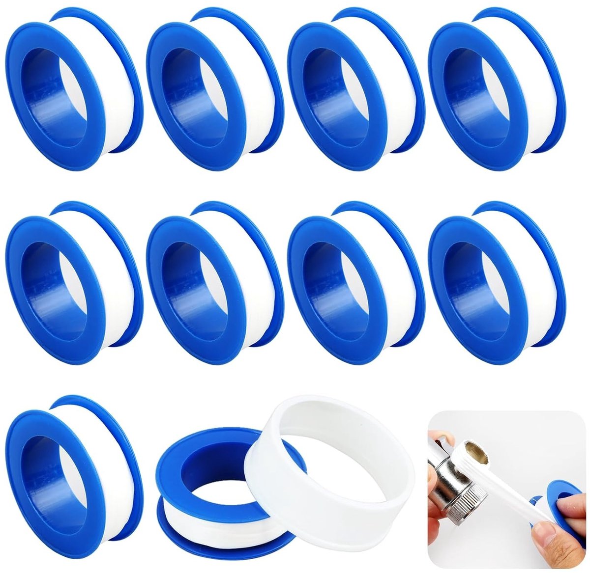 10 Rollen PTFE Teflon Tape, 15mm x 10m, Waterdichte Sealing Tape voor Keuken, Industrie en Hoge Temperatuur Bestendig