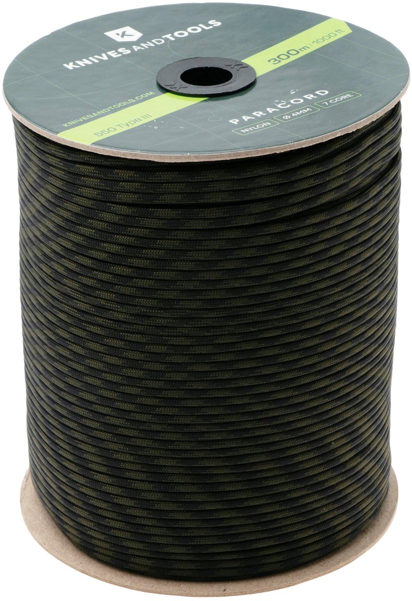 Knivesandtools 550 Paracord Type III – 300 m Black Forest