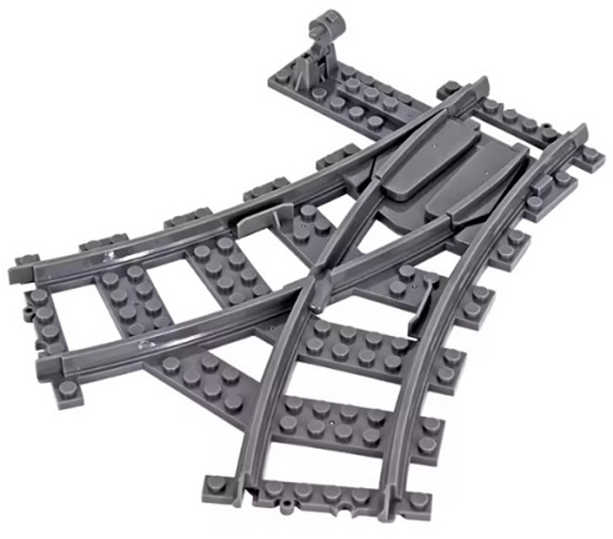 BricksNBlocks® Bouwblokjes splitsing van 1 naar 2 sporen, compatible met Mould King en Lego trein banen
