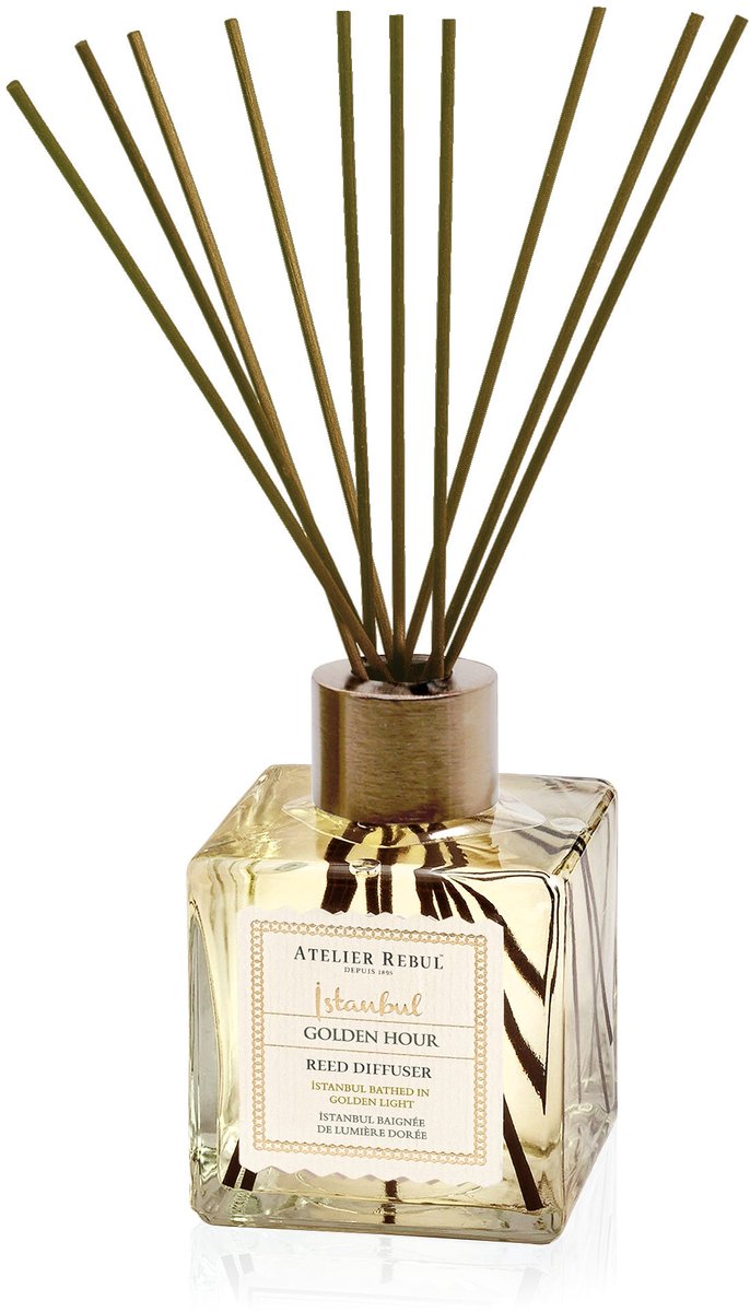 Atelier Rebul Istanbul Golden Hour - Geurstokjes (2500ml) - Groot Formaat - Gourmand & Oriëntaalse Kamergeur - Heerlijke Geurverspreider