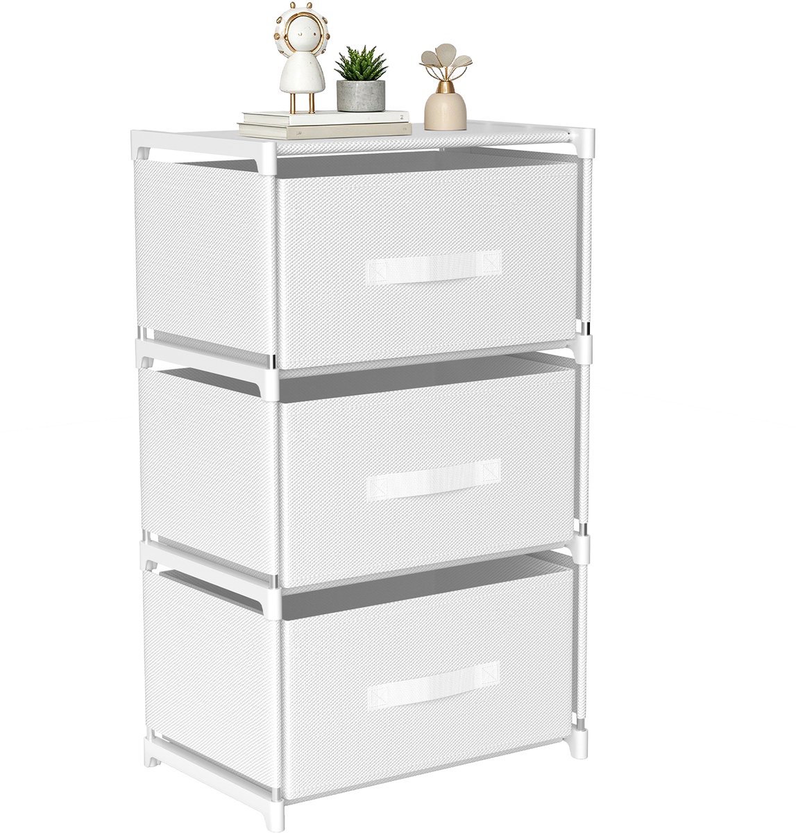 Arvioo - Opbergkast - 3 lades - Wit - 40x26x67cm - Eenvoudige montage