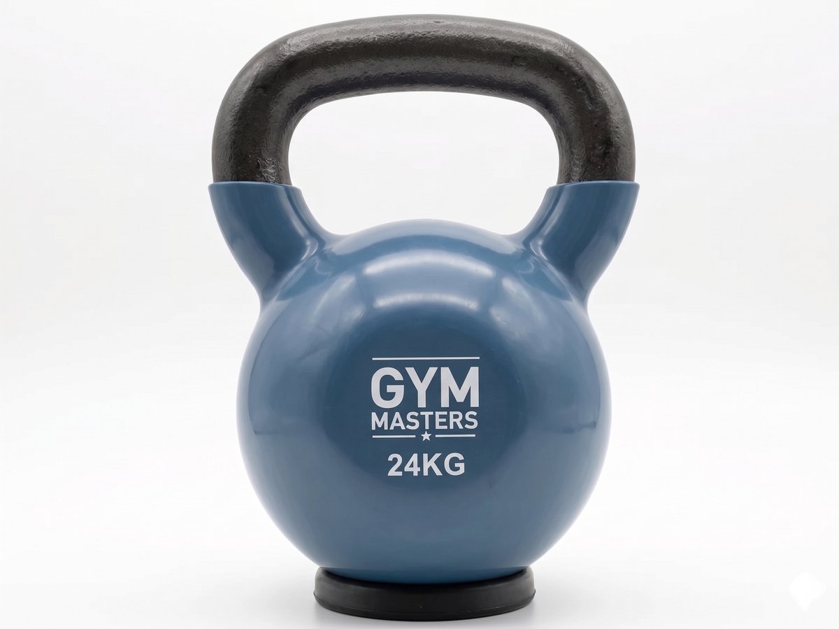 Gym Masters Kettlebell 24 kg – Vinyl Kettlebell met Rubberen Bodem – Optimale Vloerbescherming & Veilig Trainen – Premium Grip – Thuis Fitness