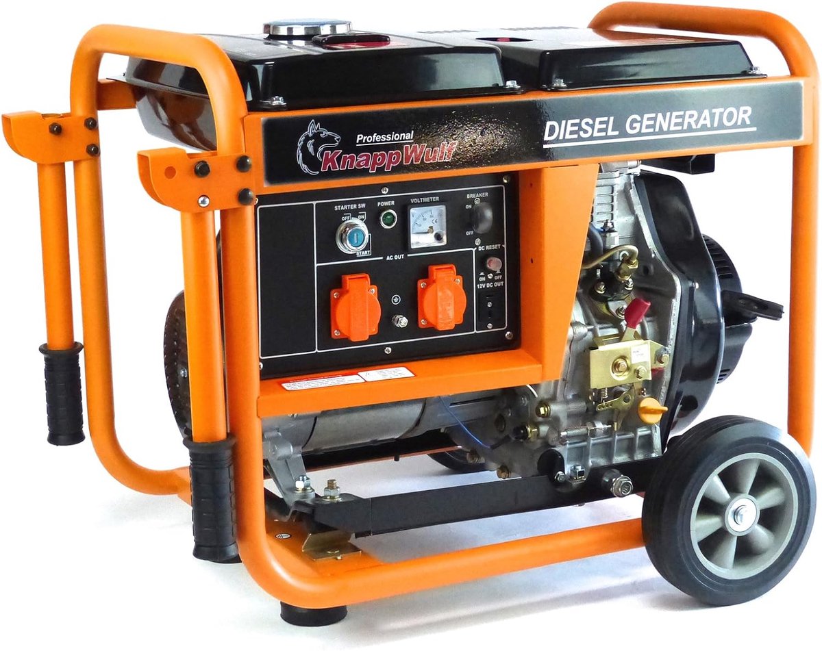 Generator KW5500 1-fase 5000W noodstroomaggregat met afmetingen 680x480x520 mm | Industrohome
