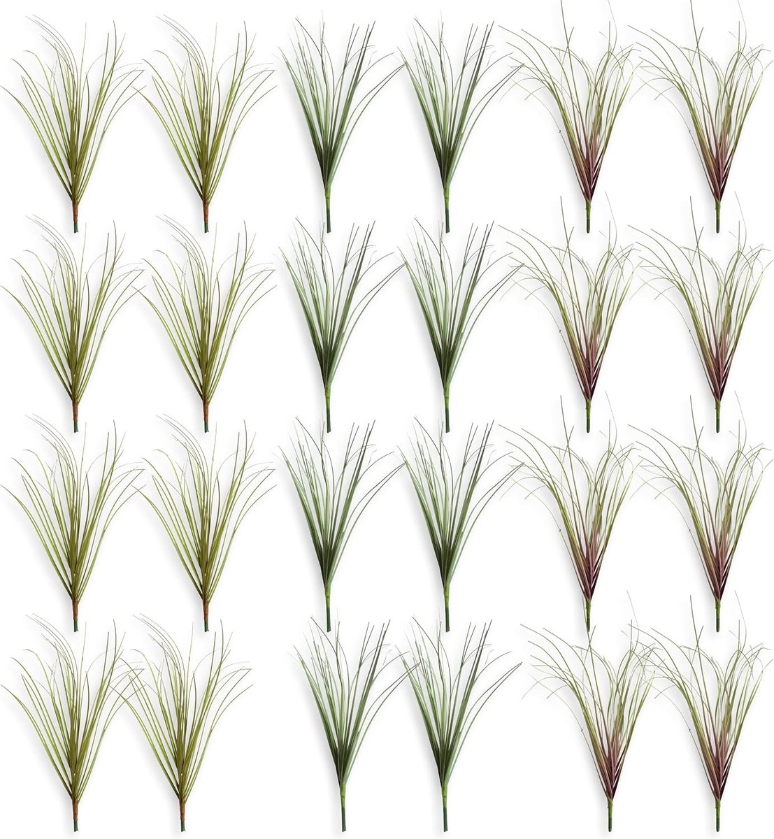Natuurlijke uitstraling met 24 Bundles Kunstgras voor Buiten, Decoratie voor Tuin en Balkon, Flexibel PVC Planten voor Woonkamer en Patio met Rietgras Look