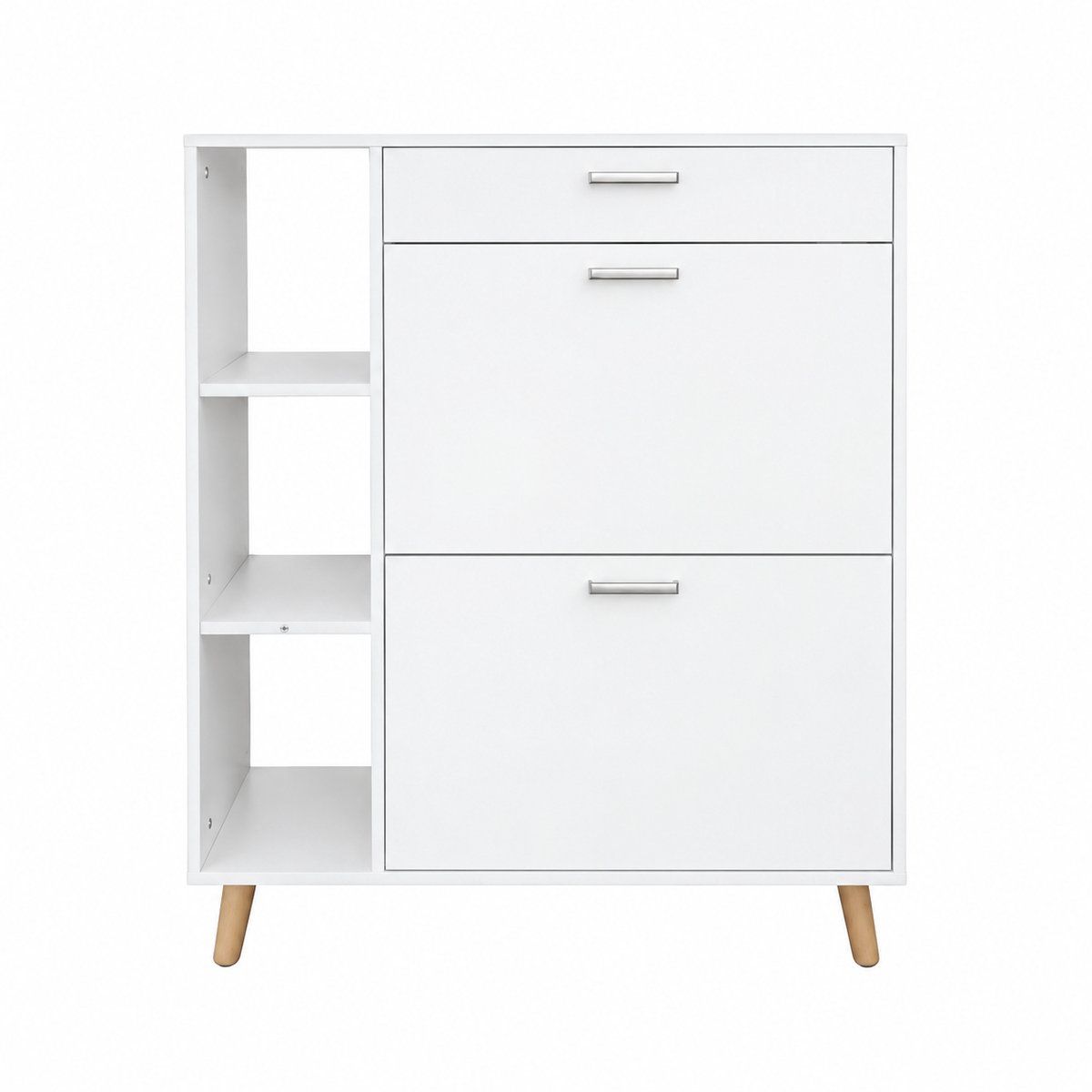 Happiq Schoenenkast - Voor Entree of Slaapkamer - Met Deuren en Verstelbare Planken - Wit White