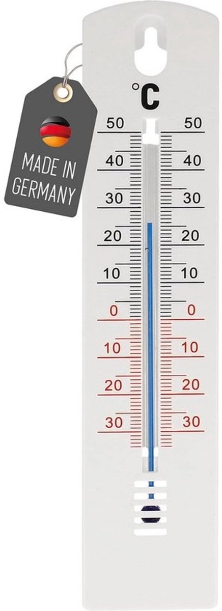 Analoge buiten- en binnenthermometer - 20 cm - Wit - Meetbereik -35 tot +50°C - Voor huis en tuin