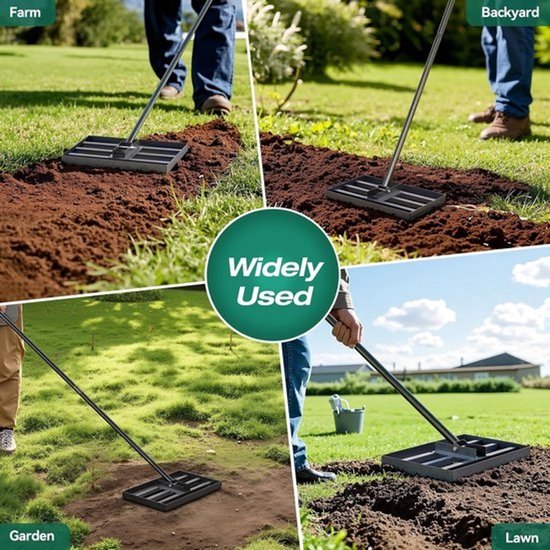 Gazonhark - Nivelleerhark - voor de bodem - Voor het egaliseren van de tuin - Verstelbare handgreep - 198 cm lang — afbeelding 2