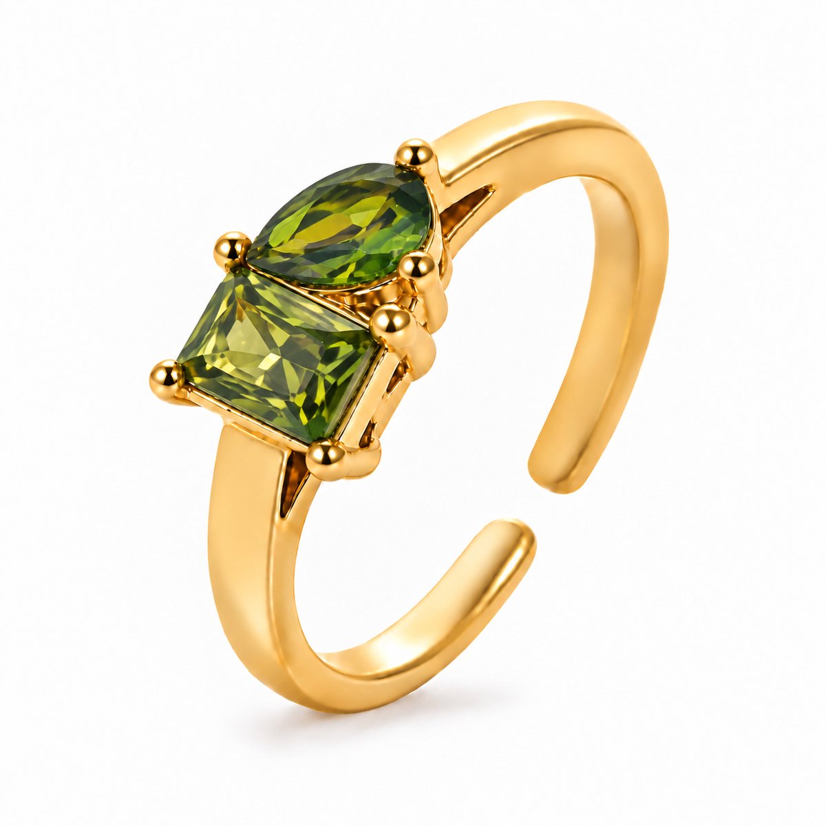 Maevi® Geboortesteen Ring - Maand: Augustus - Kleur: Goud - Onesize / Verstelbaar - Hoge Kwaliteit - Roestvrijstaal / RVS / Stainless Steel - Geboorte Sieraden / Kraamcadeau - Kado - Vrouwen / Dames Sieraad - Verkleurt niet - Incl. Luxe Verpakking