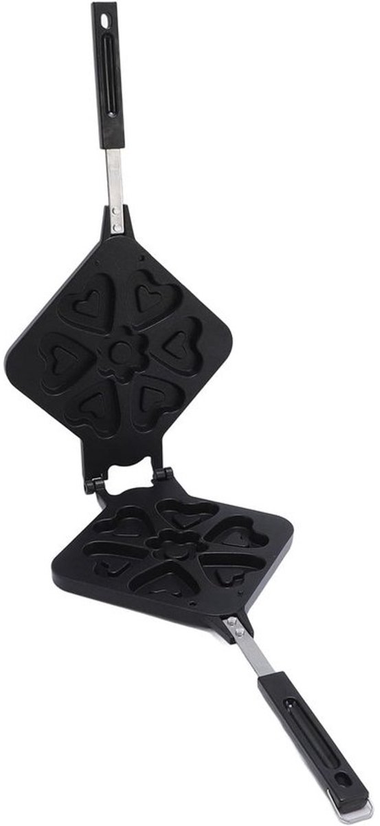 Hartvormig wafelijzer - Dubbelzijdige wafelpan - Voor ontbijt - Antiaanbaklaag - Diameter 22 cm - Zilver