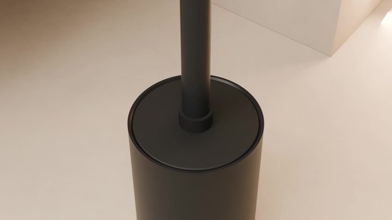 Minismus WC Borstel met Houder - Toiletborstel Vrijstaand - 2 Borstelkoppen Kunststof en Siliconen - Zwart