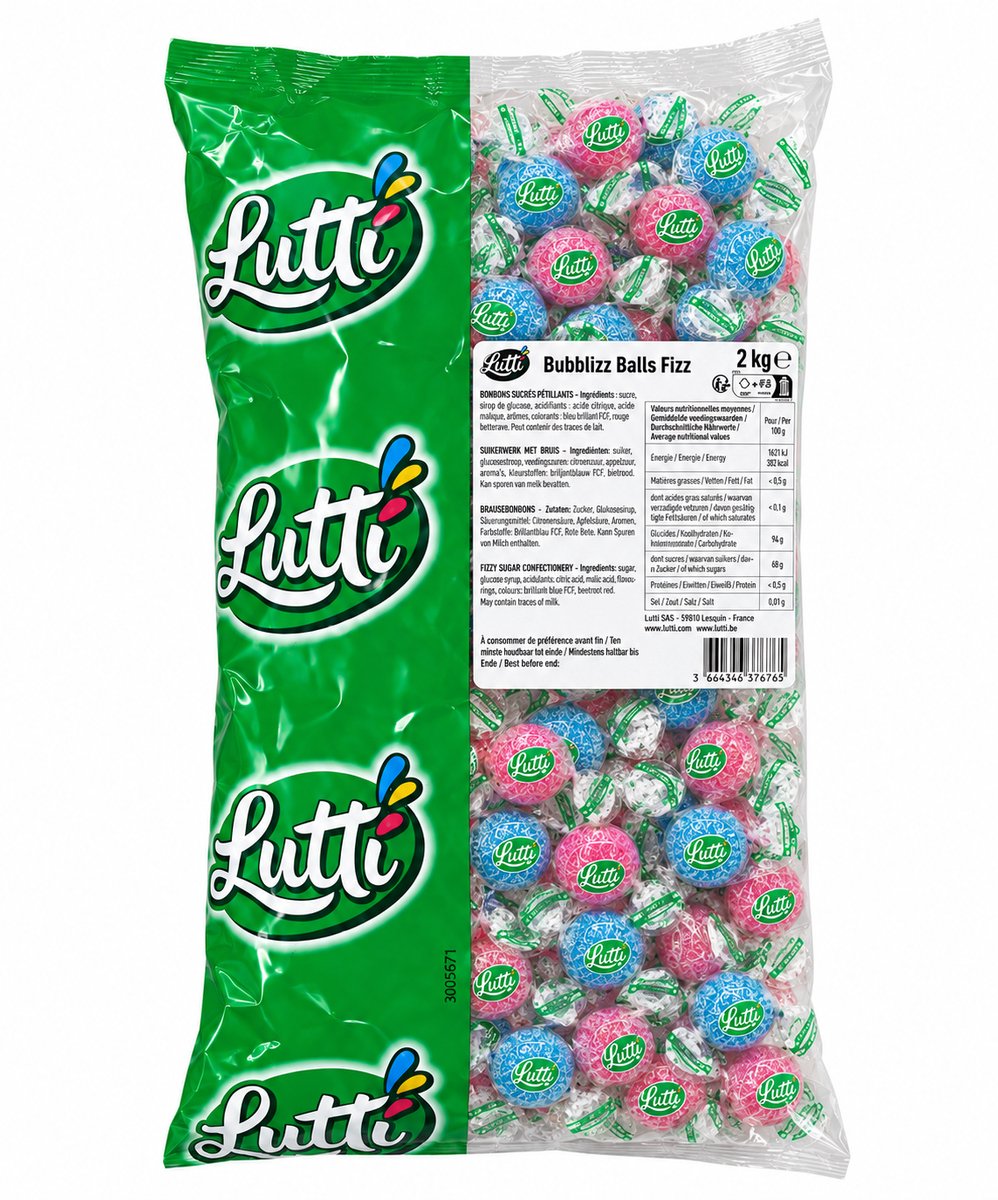 Lutti Bubblizz Balls Fizz Papillote 2kg