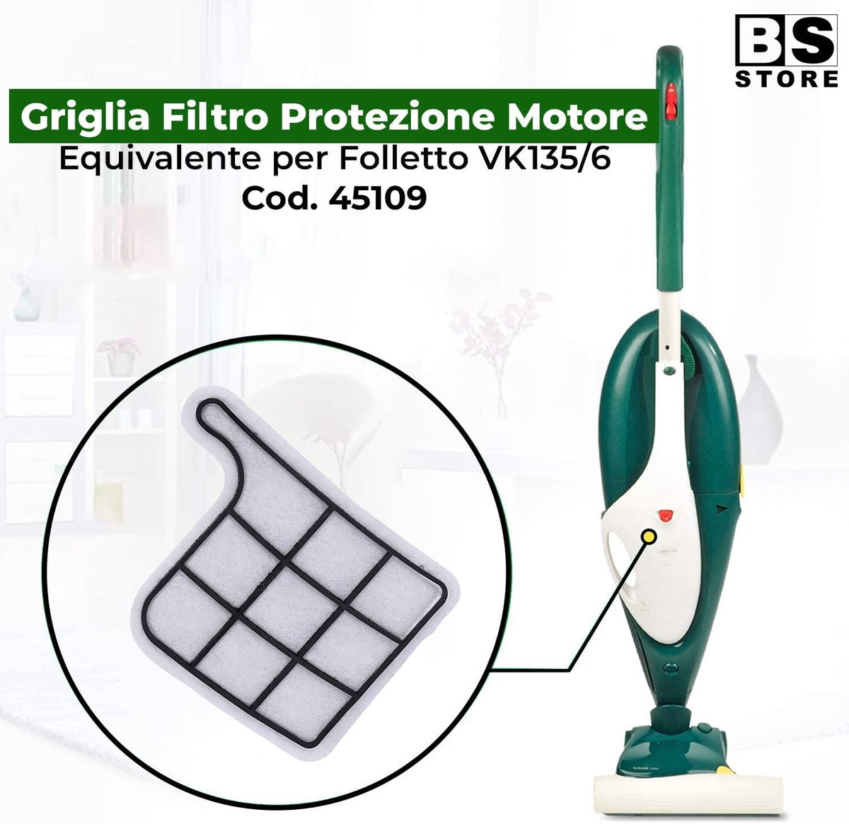 BSSTORE Motorfilter compatibel met VK135 VK136 motorbeschermingsrooster voldoet aan 45109 - ShopVlot