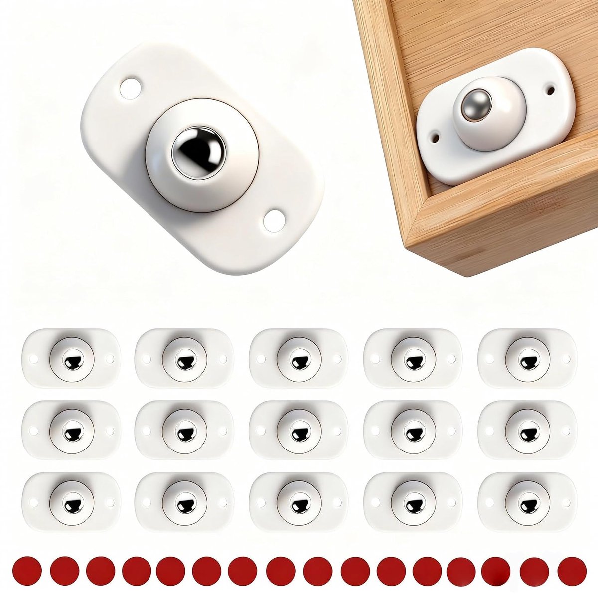 Pack of 16 Mini Self Adhesive Wheels, 360° Rotating Universal Wheel Wheels, Self Adhesive Roller, Ball Rolls for - ShopVlot