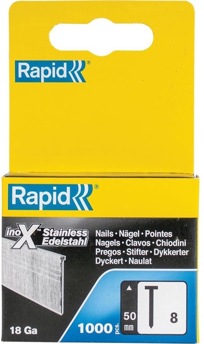 RVS-spijkers - Metalen nagels - Voor houtverbindingen - Lengte 50 mm - 18Ga - 1000 stuks - Metaal