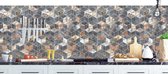 Spatwand met print - Marmer Tegeldesign - Keuken Achterwand - DW1054 - 200x50cm