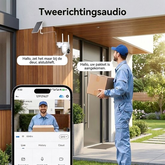 2 Stuks Konsoefuly Draadloze Beveiligingscamera 2K HD - Op zonne-energie werkend - Geen abonnement - Buitencamera met kleurennachtzicht - Bewakingscamera voor Buiten 360° PTZ - Beveiligingscamera Met WiFi en App — afbeelding 2