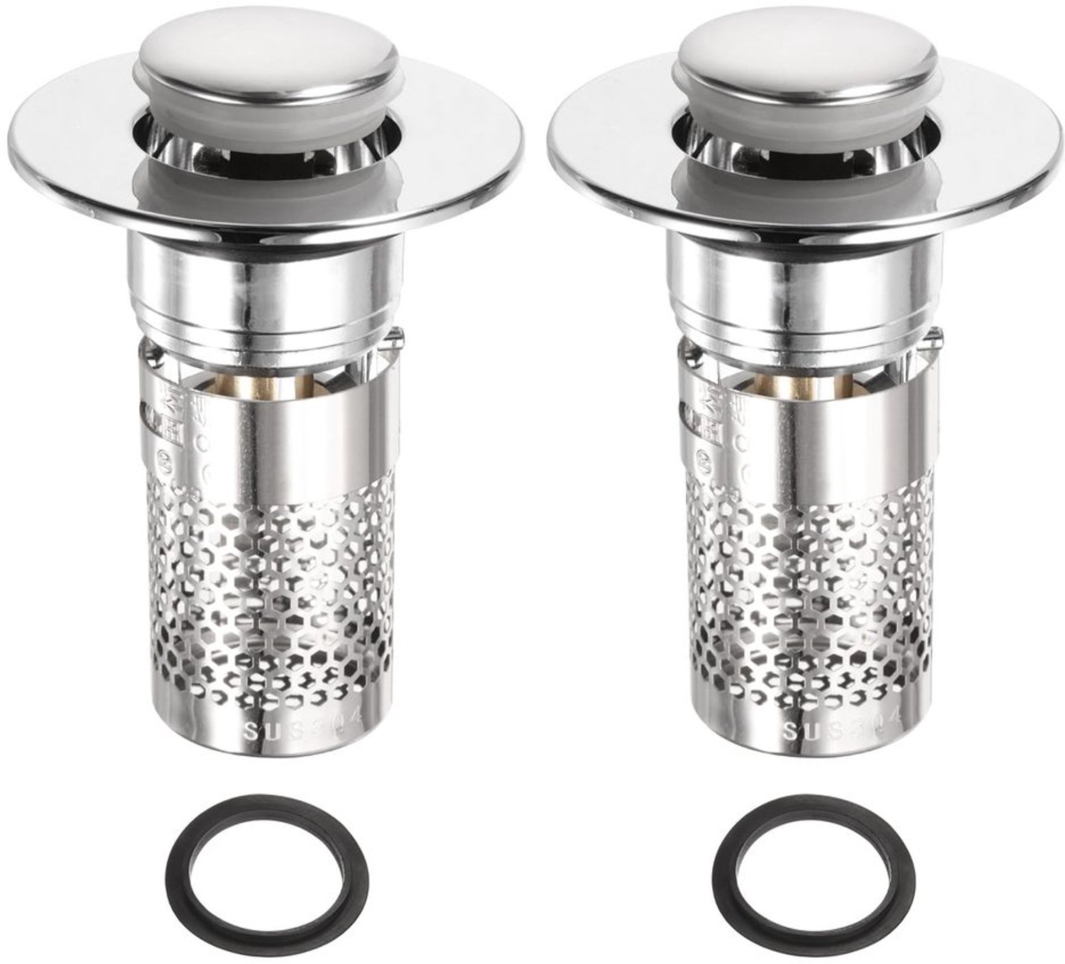 Set van 2 Afvoerfilters voor Wastafel in RVS