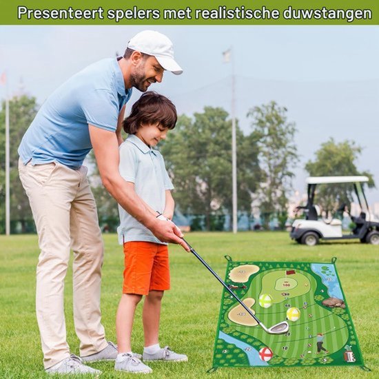 Golfset voor binnen en buiten, golfset met slagmat, 16 kleefballen, palen en scorebord voor thuis, tuin, kantoor of cadeau voor golfers — afbeelding 3