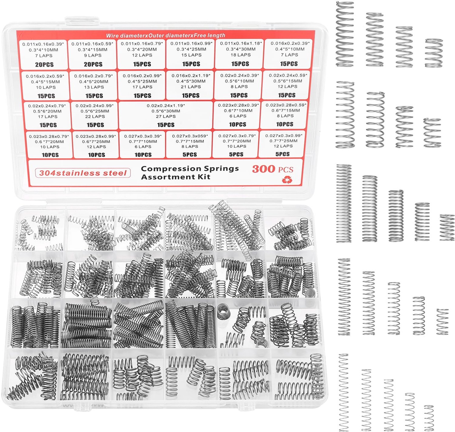 Set van 300 Stalen Compressieveren voor Diverse Toepassingen
