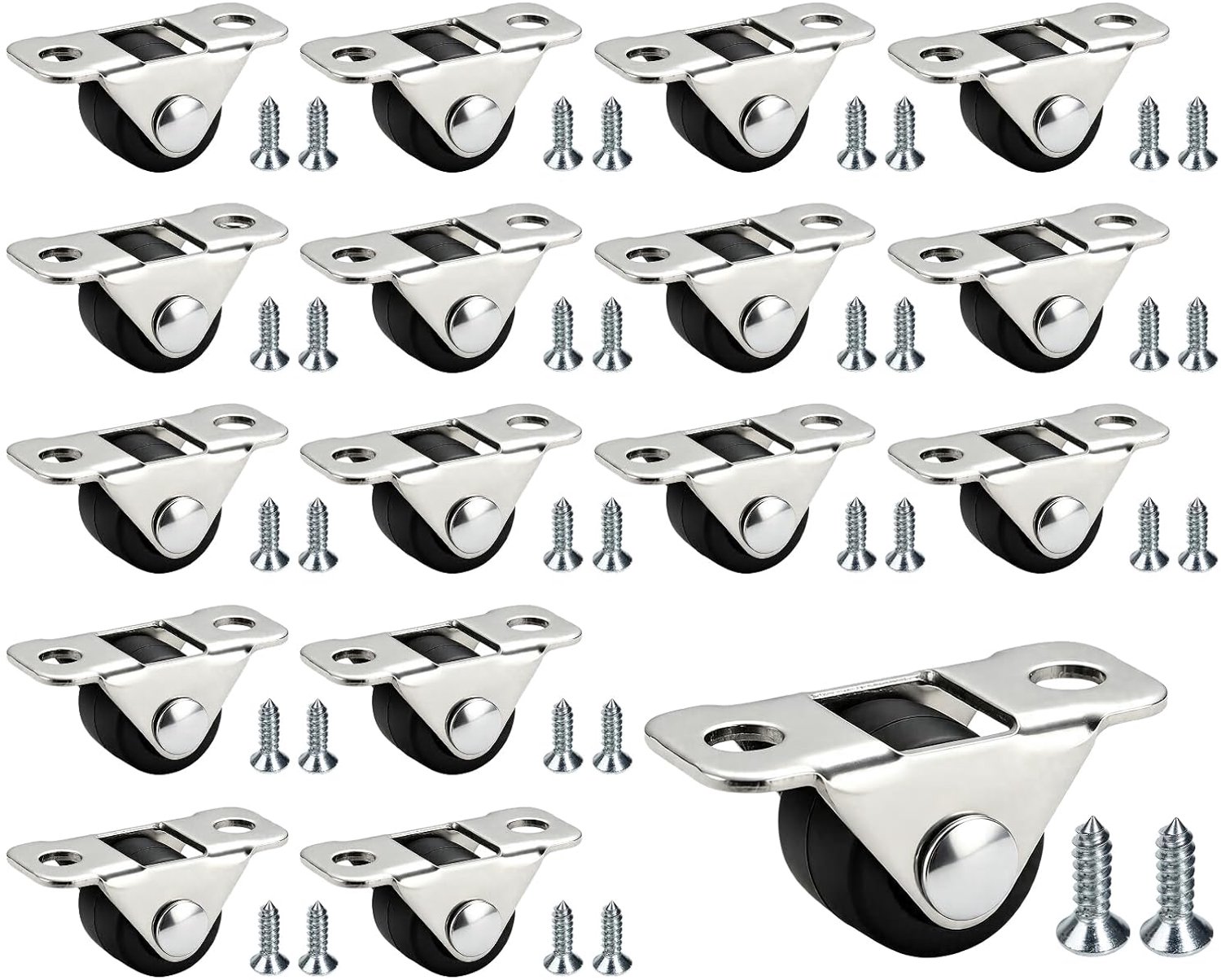 Meubelrollen 12 mm - TPR-rubber - stille wielen - ideaal voor kleine meubels - 15 stuks - ServiceTopper