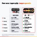 Vergelijkingstabel tussen een standaard jumpstarter en de AutoXtreme Boost Mini 3750 met uitgebreide garantie.