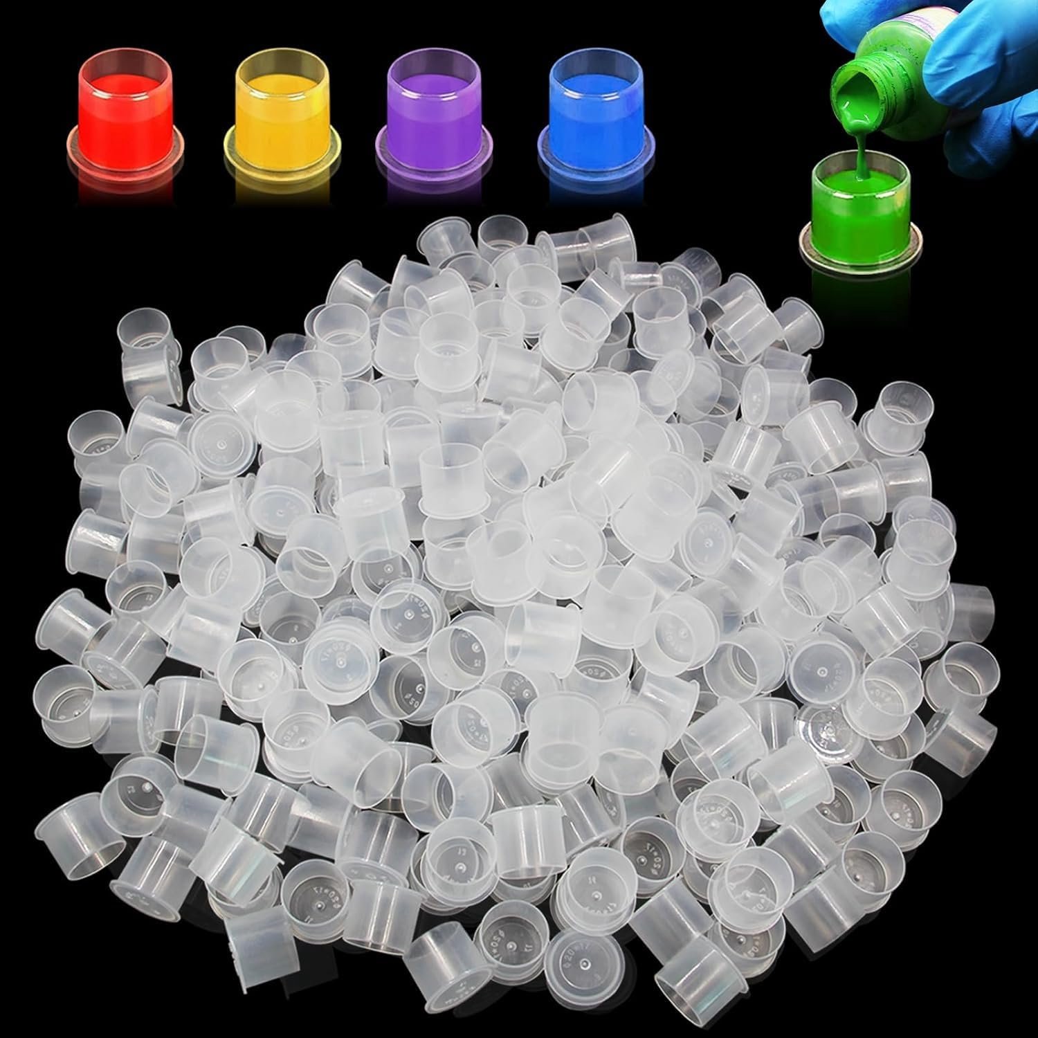 Tattoo-inktbekers 1000 stuks - 17 mm - doorzichtig plastic - ideaal voor pigmenten - Luxento