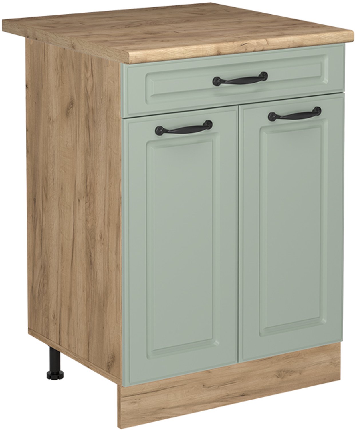 Vicco Keukenonderkast R-Line, Mint landelijk/Goudkleurig Eiken, 60 cm met lade goudkleurig eiken werkblad